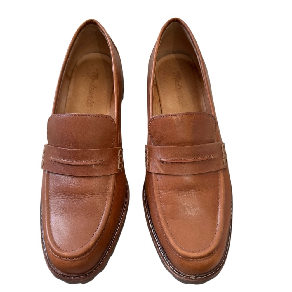 Madewell Womens Corinne Lugsole Loafer Size 9 Maple Tan Leather Slip On Shoe - Picture 4 of 8